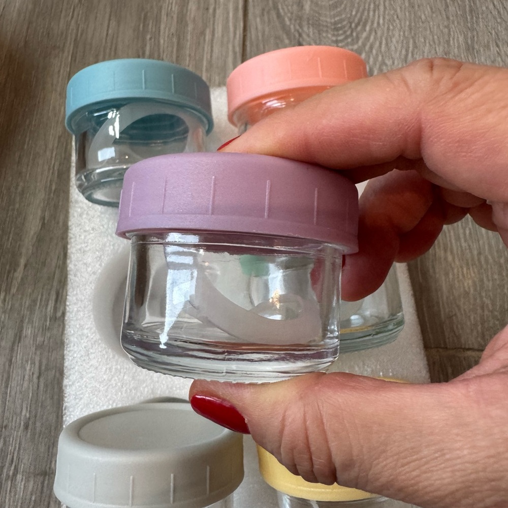 NIB 6 Mini Glass Jars with Colorful Silicone Lids – Travel, Samples, Storage Set - Picture 1 of 3